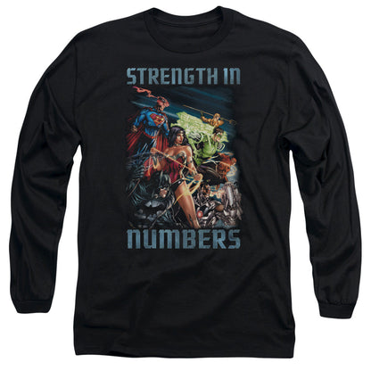 Jla Strength In Number Mens Long Sleeve Shirt Black Officially Licensed