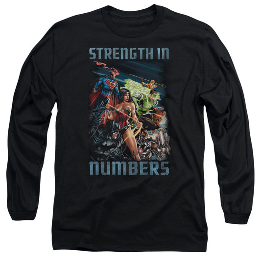 Justice League Strength in Number Mens Long Sleeve Shirt Black Officially Licensed