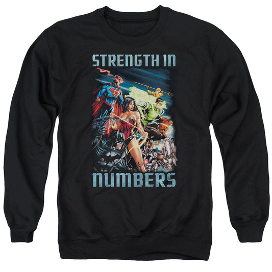Justice League Strength in Number Mens Crewneck Sweatshirt Black Officially Licensed