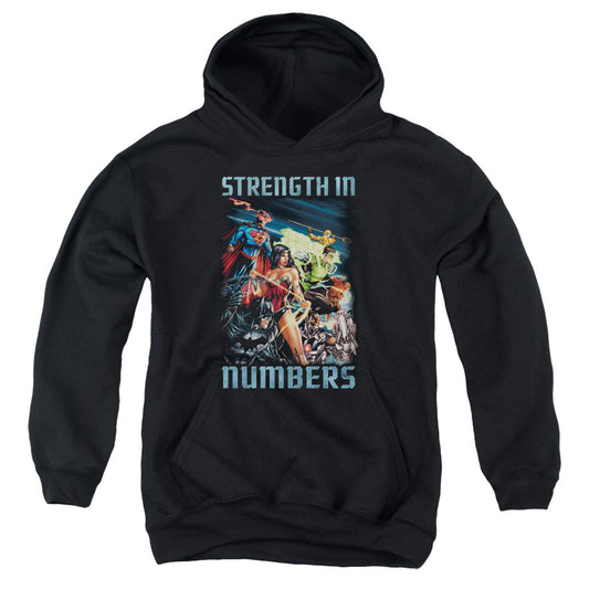 Justice League Strength in Number Kids Youth Hoodie Black Officially Licensed