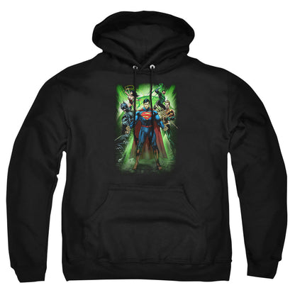 Justice League Of America Power Burst Mens Hoodie Black Officially Licensed