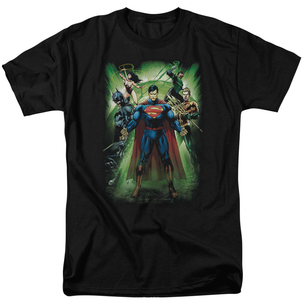 Justice League Of America Power Burst Mens T Shirt Black Officially Licensed