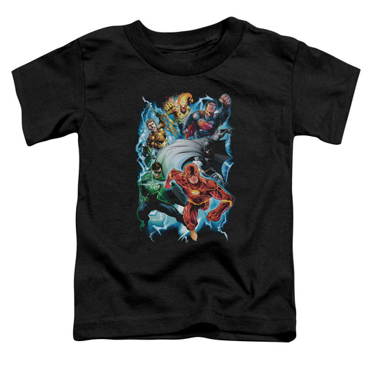 Justice League Electric Team Toddler Kids Youth T Shirt Black Officially Licensed