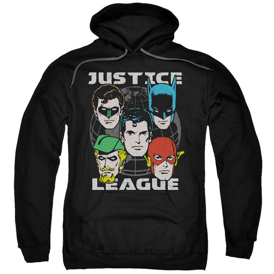 Justice League Head of States Mens Hoodie Black Officially Licensed