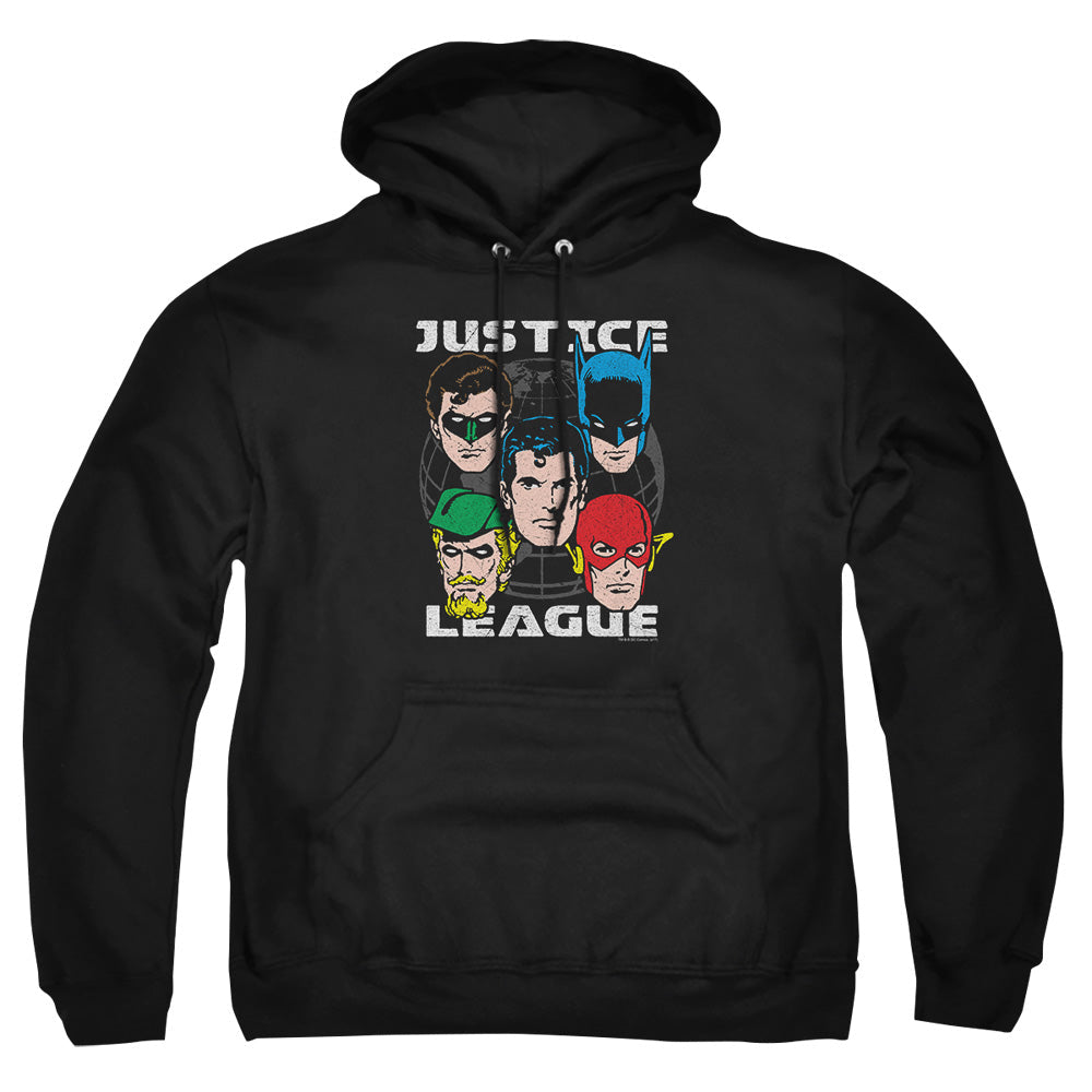 Justice League Of America Head Of States Mens Hoodie Black Officially Licensed