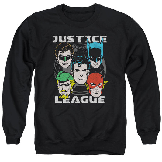 Justice League Head of States Mens Crewneck Sweatshirt Black Officially Licensed