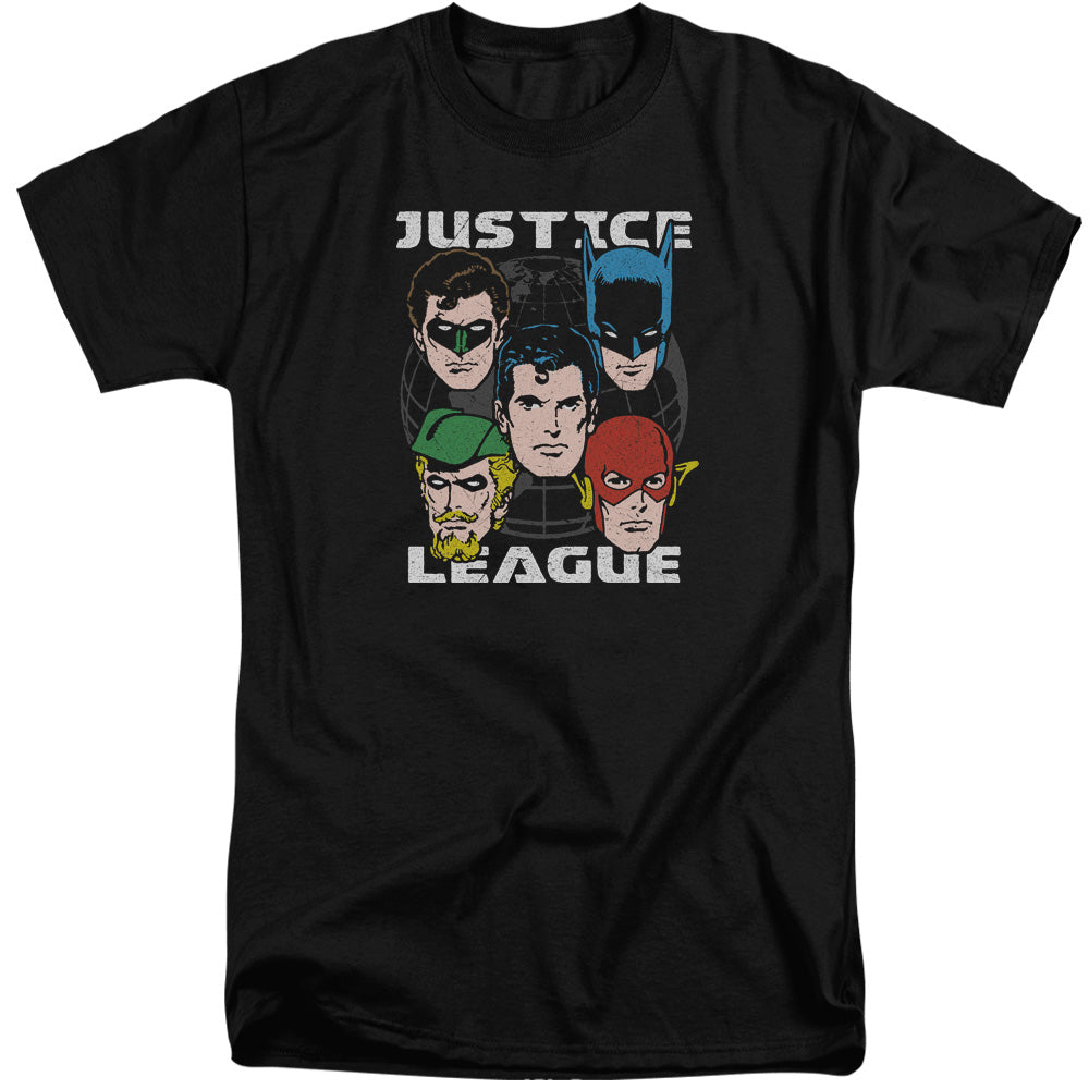 Justice League Of America Head Of States Mens Tall T Shirt Black Officially Licensed