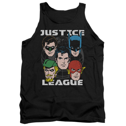Justice League Head Of States Mens Tank Top Shirt Black Officially Licensed