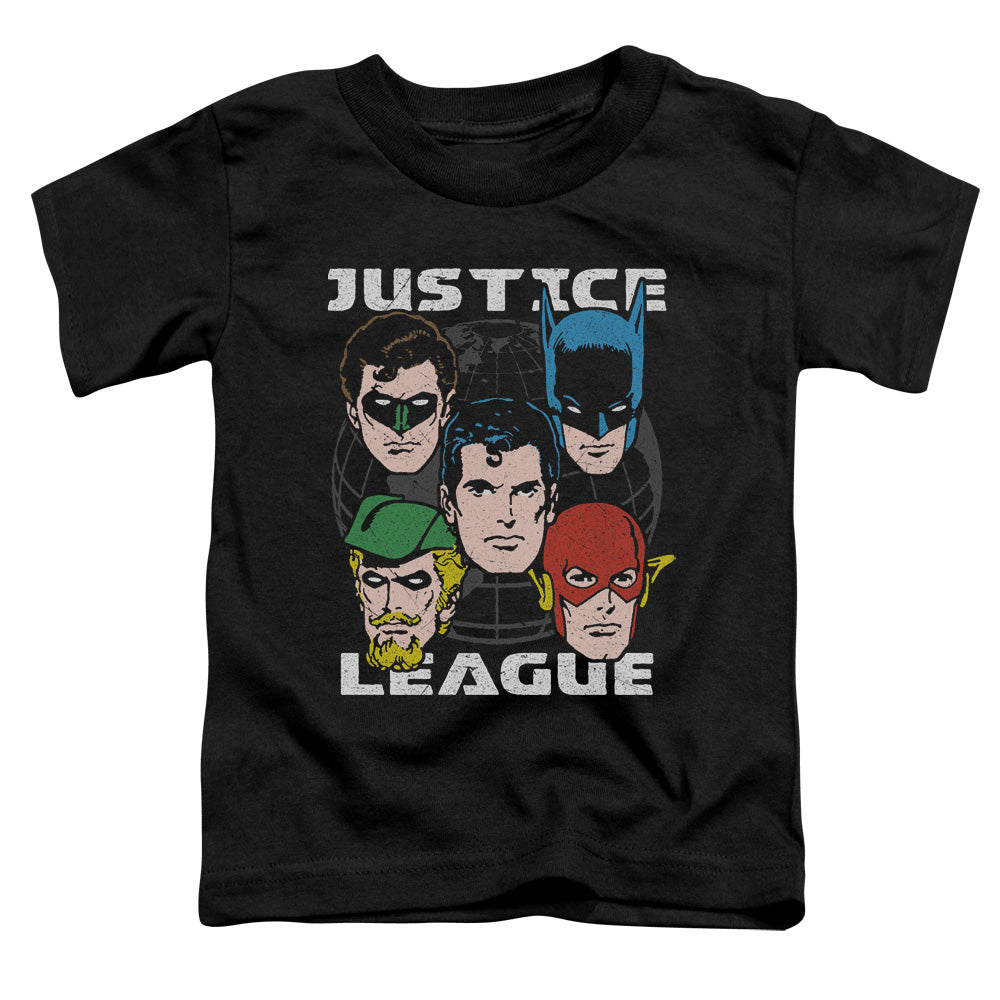 Justice League Head of States Toddler Kids Youth T Shirt Black Officially Licensed