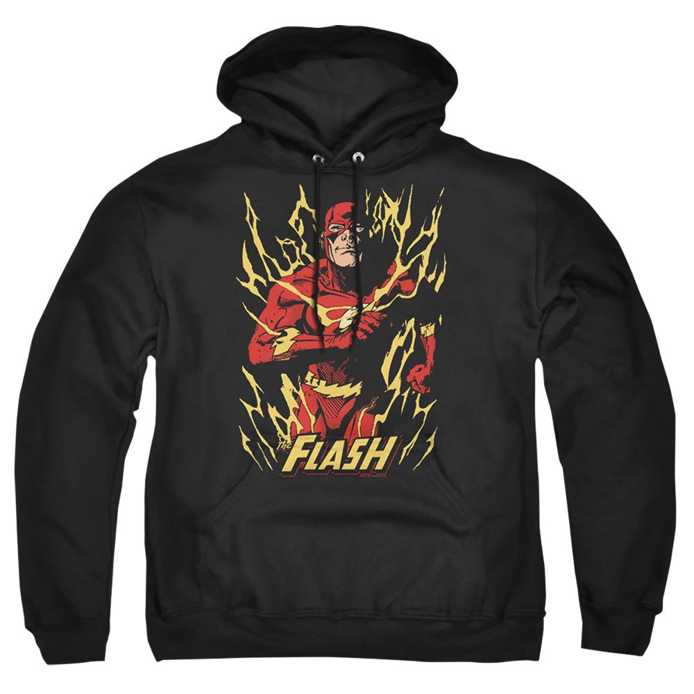 Justice League Of America Flash Flare Mens Hoodie Black Officially Licensed