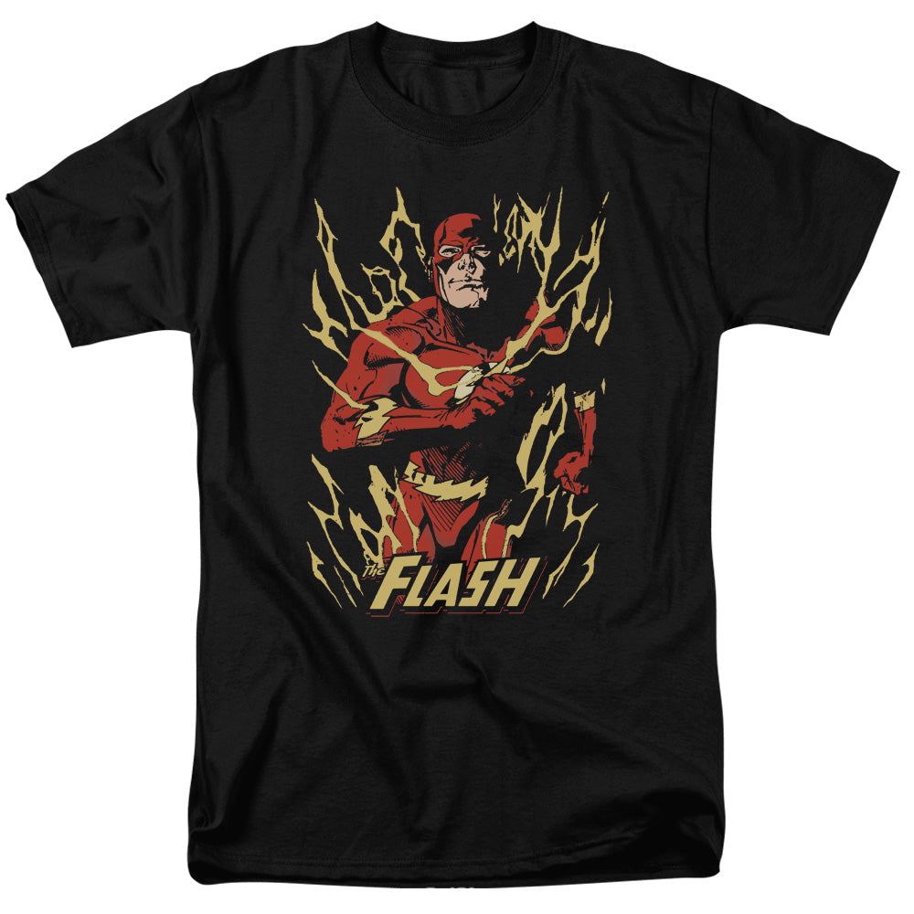 Justice League Of America Flash Flare Mens T Shirt Black Officially Licensed