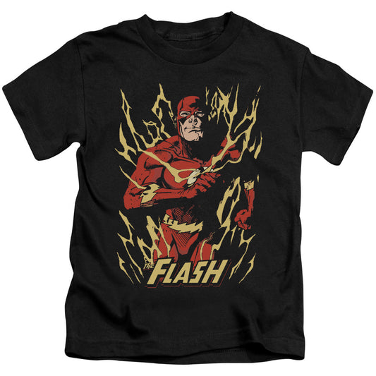 Justice League Flash Flare Juvenile Kids Youth T Shirt Black Officially Licensed