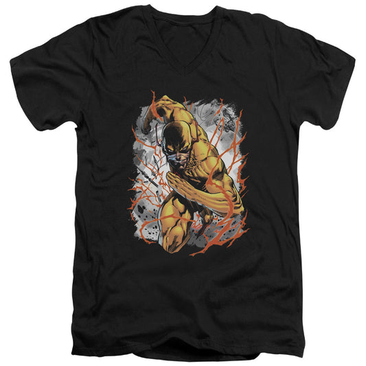 Justice League Reversed Mens Slim Fit V-Neck T Shirt Black Officially Licensed