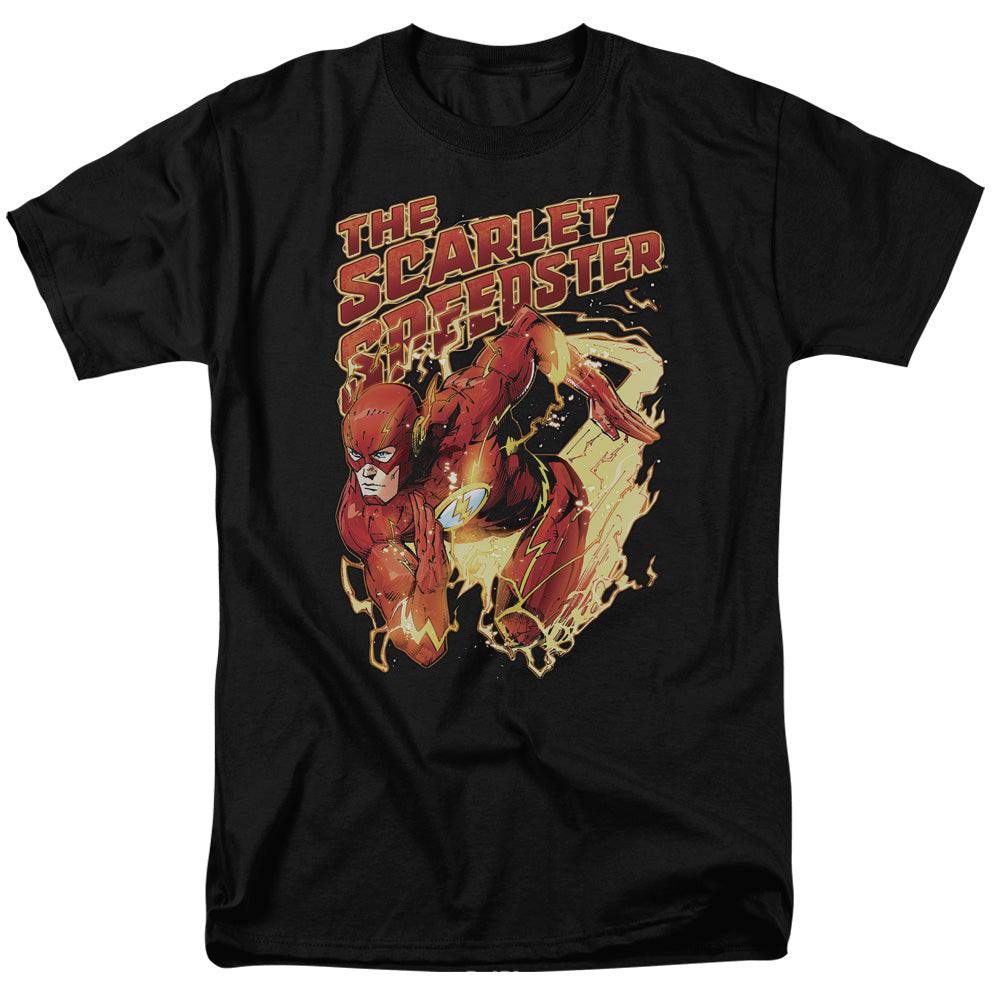 Justice League Of America Scarlet Speedster Mens T Shirt Black Officially Licensed