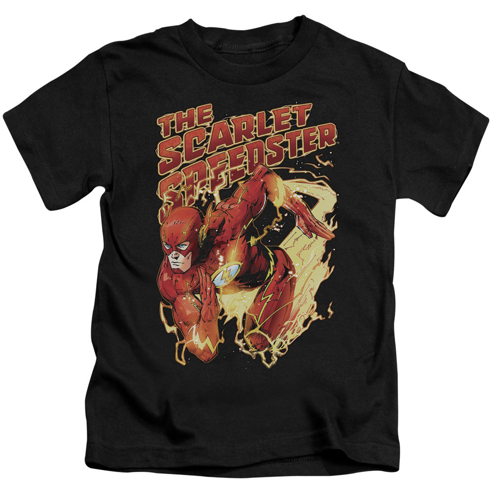 Justice League Scarlet Speedster Juvenile Kids Youth T Shirt Black Officially Licensed