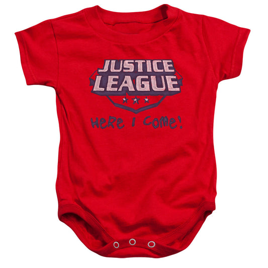 Justice League Here I Come Infant Baby Snapsuit Red Officially Licensed