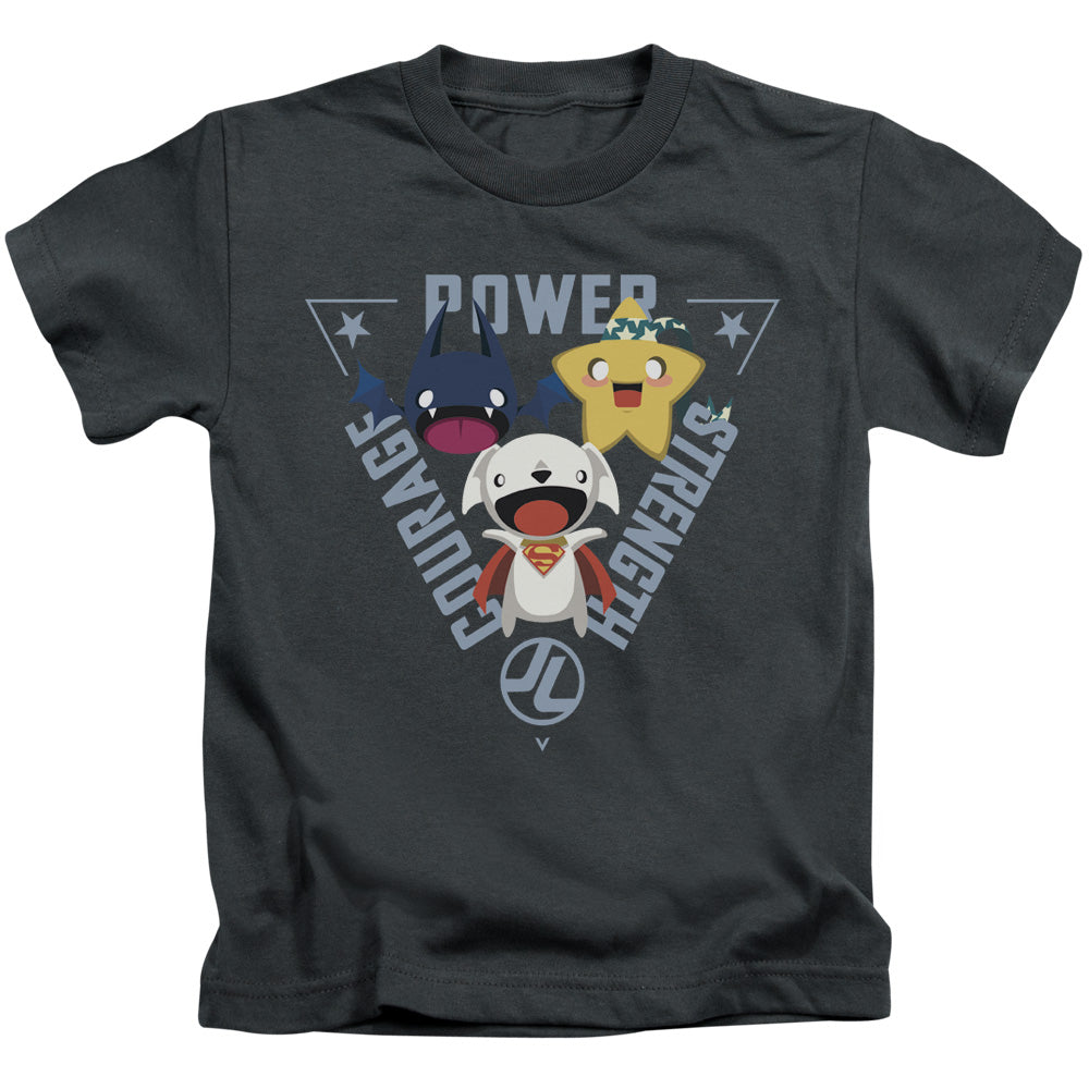 Justice League Power Trio Juvenile Kids Youth T Shirt Charcoal Officially Licensed
