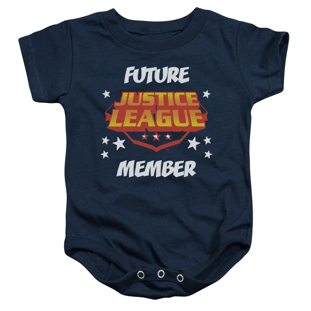 Justice League Future Member Infant Baby Snapsuit Navy Blue Blue Officially Licensed