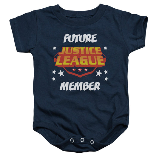 Justice League Future Member Infant Baby Snapsuit Navy Blue Blue Officially Licensed