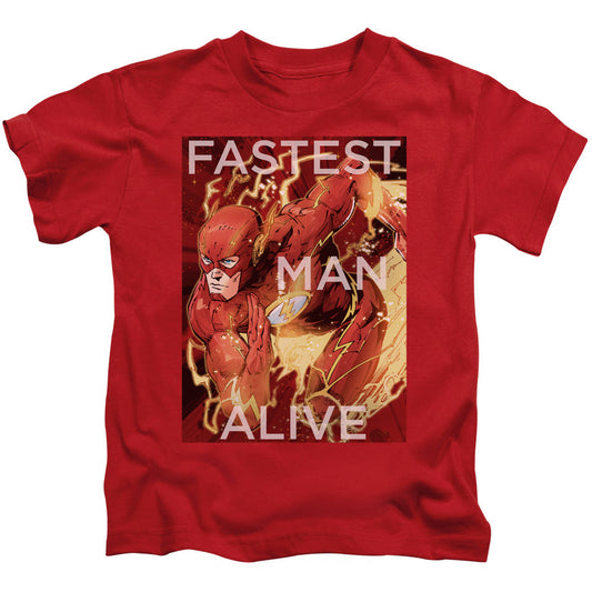 Justice League Fastest Man Alive Juvenile Kids Youth T Shirt Red Officially Licensed