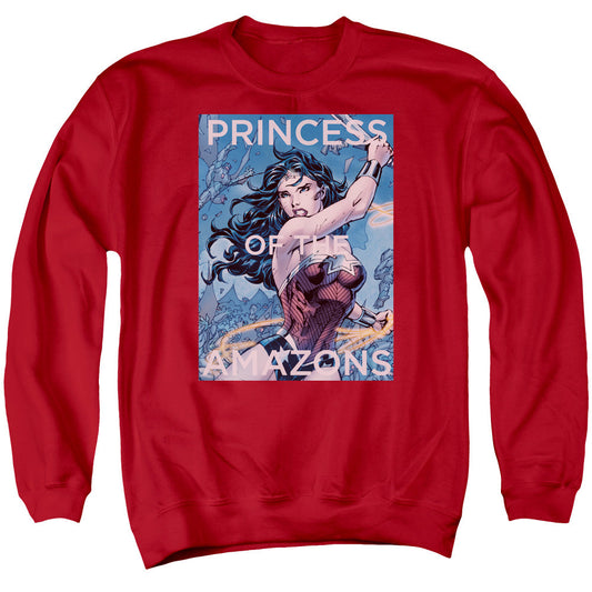 Justice League Princess of the Amazons Mens Crewneck Sweatshirt Red Officially Licensed