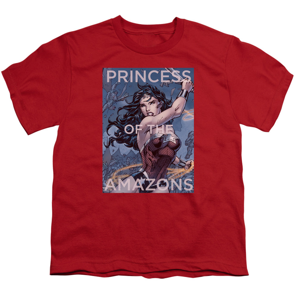 Justice League Princess of the Amazons Kids Youth T Shirt Red Officially Licensed