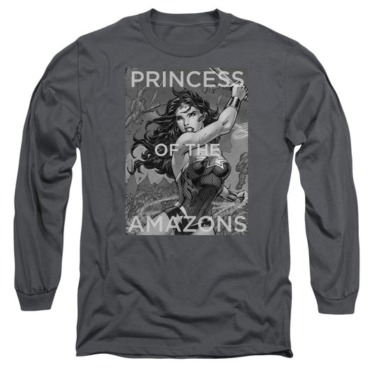 Justice League Princess of the Amazons Mens Long Sleeve Shirt Charcoal Officially Licensed