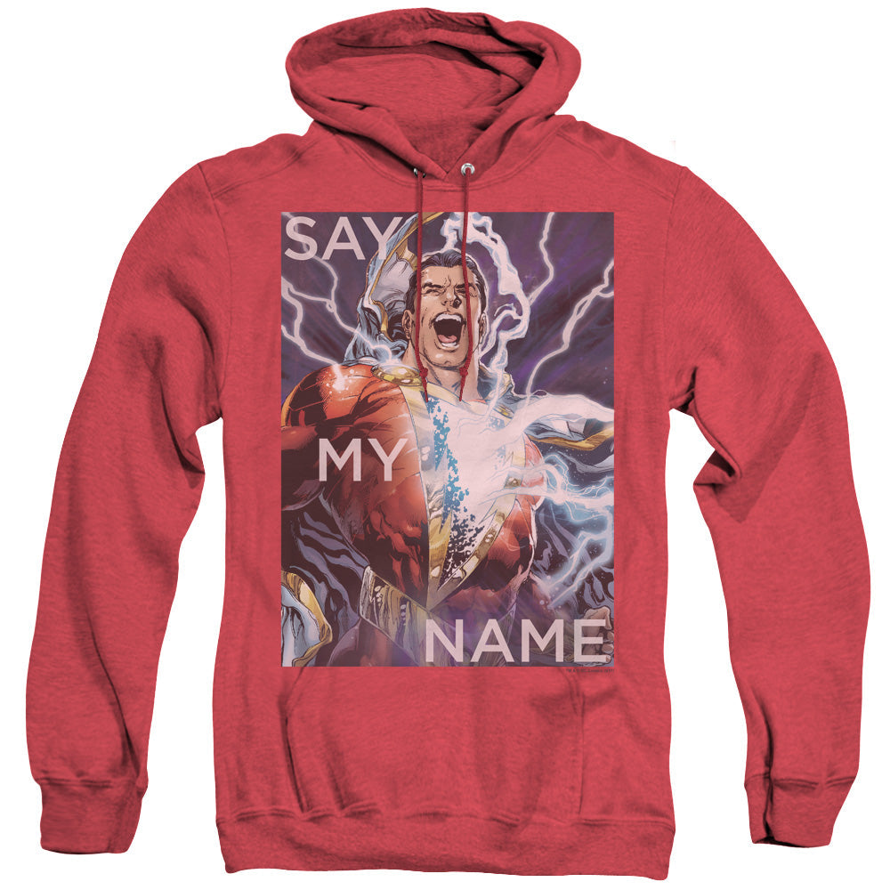 Justice League Say My Name Heather Mens Hoodie Red Officially Licensed