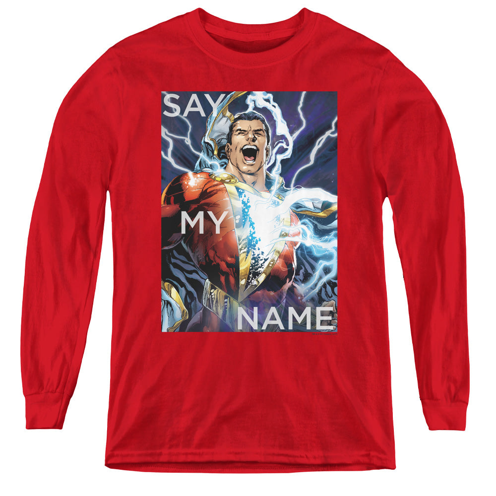 Justice League Say My Name Long Sleeve Kids Youth T Shirt Red Officially Licensed