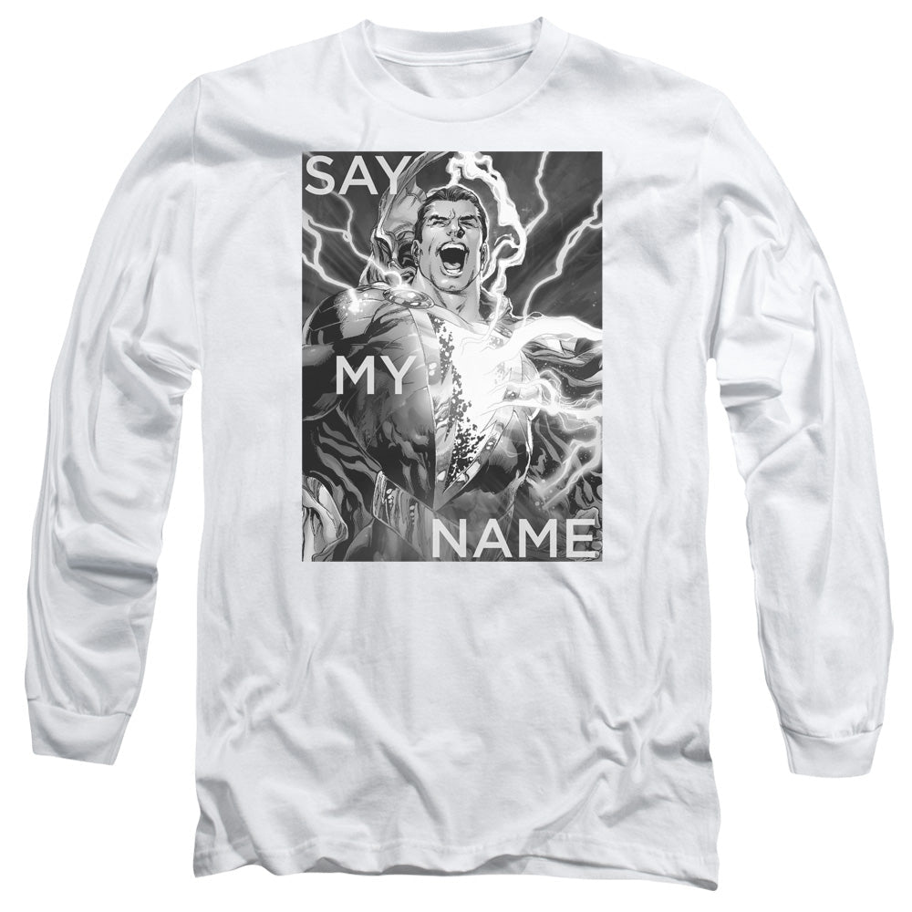 Justice League Say My Name Mens Long Sleeve Shirt White Officially Licensed