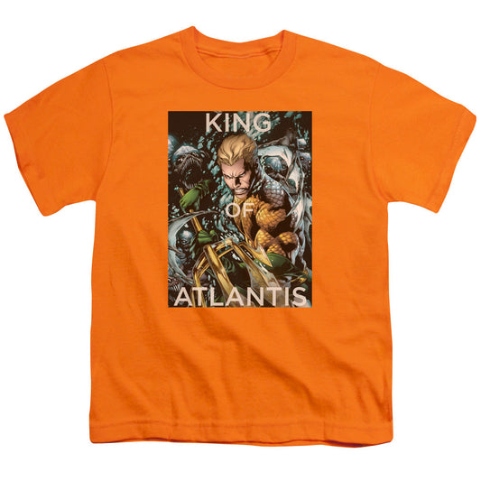 Justice League King of Atlantis Kids Youth T Shirt Orange Officially Licensed