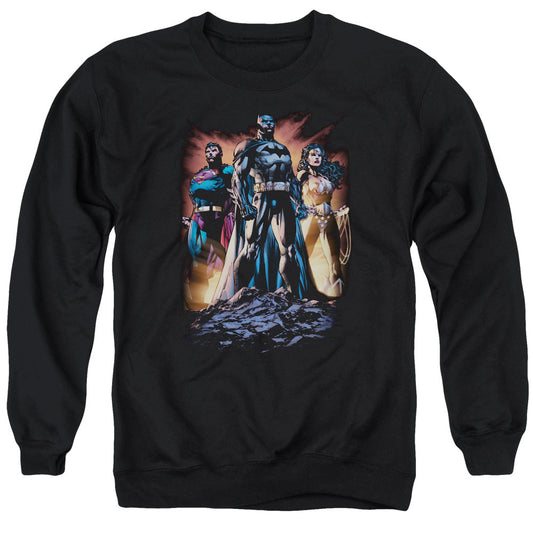 Justice League Take a Stand Mens Crewneck Sweatshirt Black Officially Licensed