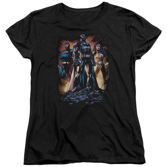 Justice League Take a Stand Womens T Shirt Black Officially Licensed
