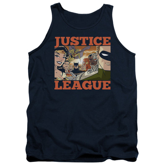 Justice League New Dawn Group Mens Tank Top Shirt Navy Blue Blue Officially Licensed