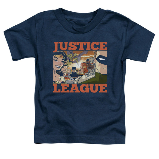 Justice League New Dawn Group Toddler Kids Youth T Shirt Navy Blue Blue Officially Licensed