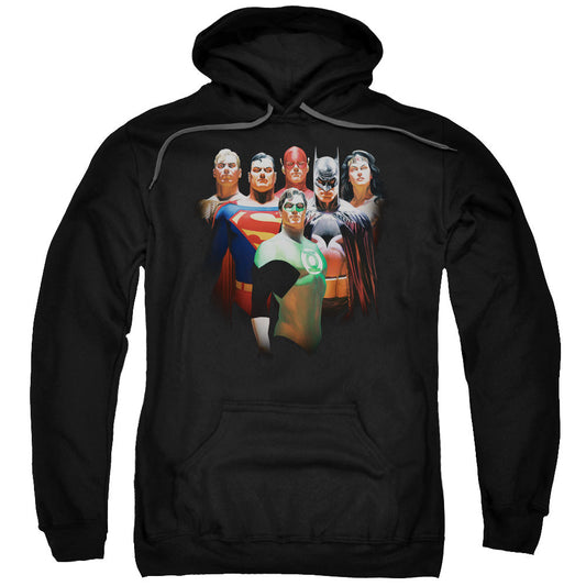 Justice League Roll Call Mens Hoodie Black Officially Licensed