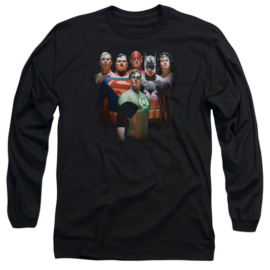 Justice League Roll Call Mens Long Sleeve Shirt Black Officially Licensed