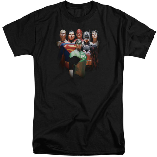 Justice League Roll Call Mens Tall T Shirt Black Officially Licensed