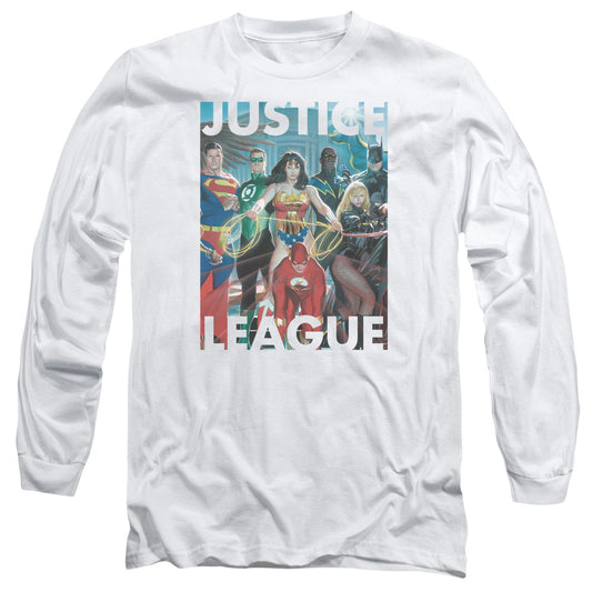 Justice League Hall of Justice Mens Long Sleeve Shirt White Officially Licensed