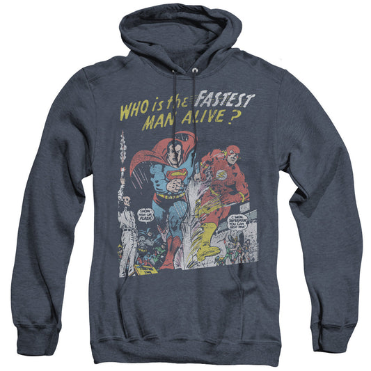 Justice League Fastest Man Heather Mens Hoodie Navy Blue Blue Officially Licensed