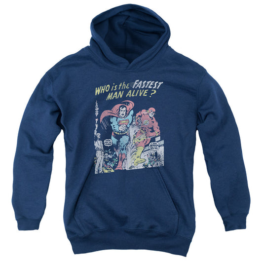 Justice League Fastest Man Kids Youth Hoodie Navy Blue Blue Officially Licensed