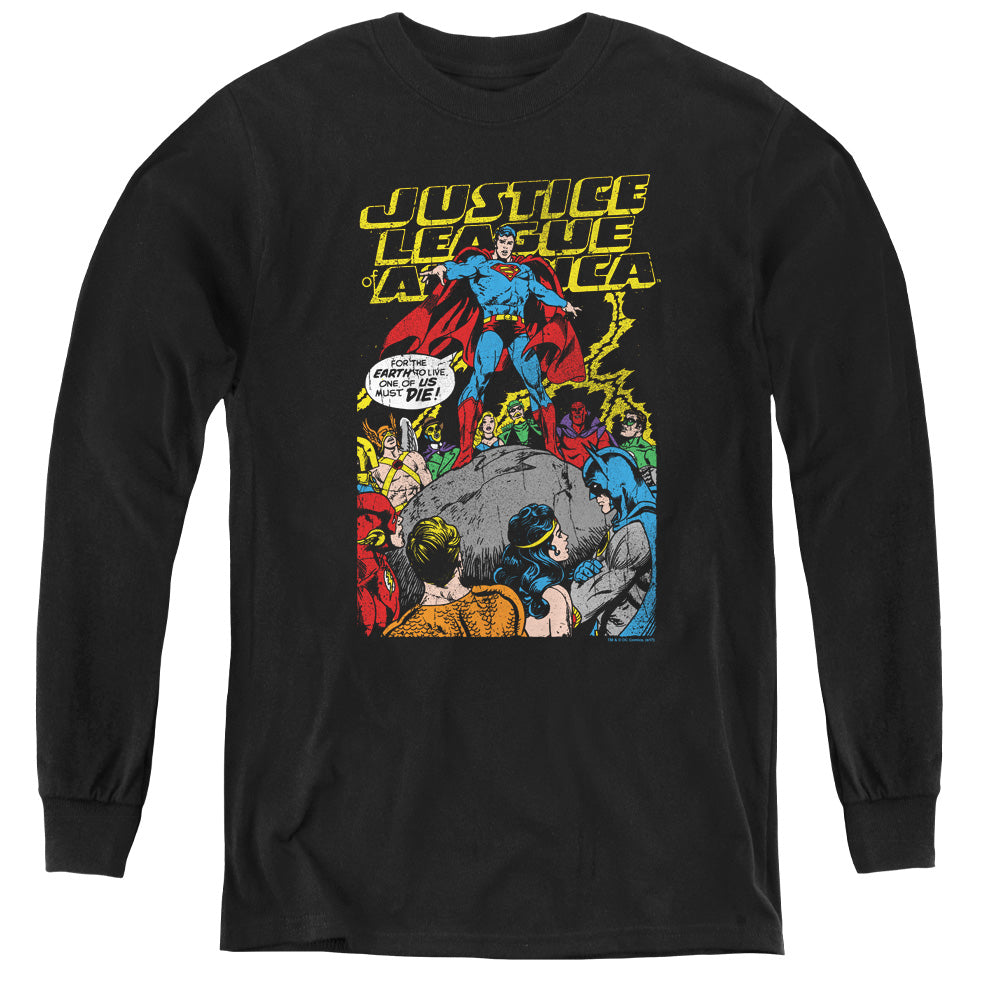 Justice League Ultimate Scarifice Long Sleeve Kids Youth T Shirt Black Officially Licensed