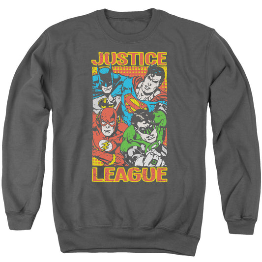 Justice League Hero Mashup Mens Crewneck Sweatshirt Charcoal Officially Licensed