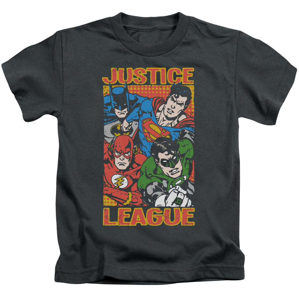 Justice League Hero Mashup Juvenile Kids Youth T Shirt Charcoal Officially Licensed