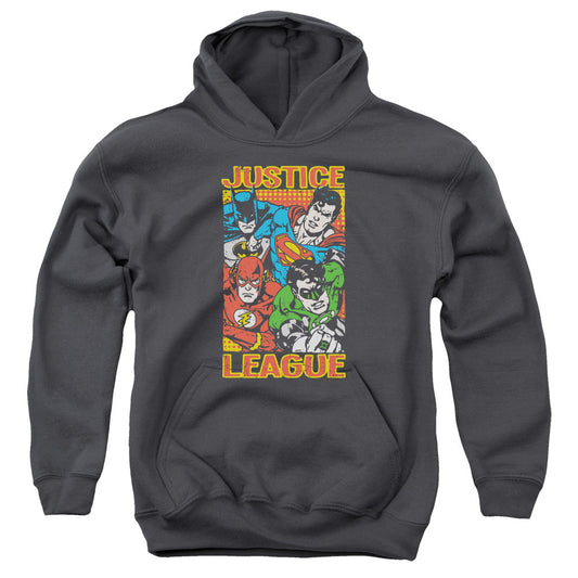 Justice League Hero Mashup Kids Youth Hoodie Charcoal Officially Licensed