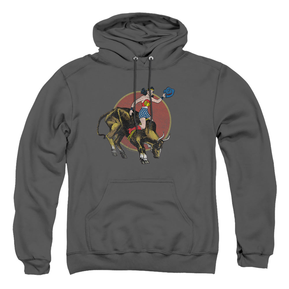 Justice League Of America Bull Rider Mens Hoodie Charcoal Officially Licensed