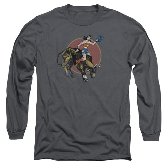 Justice League Bull Rider Mens Long Sleeve Shirt Charcoal Officially Licensed