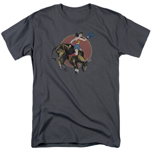 Justice League Bull Rider Mens T Shirt Charcoal Officially Licensed