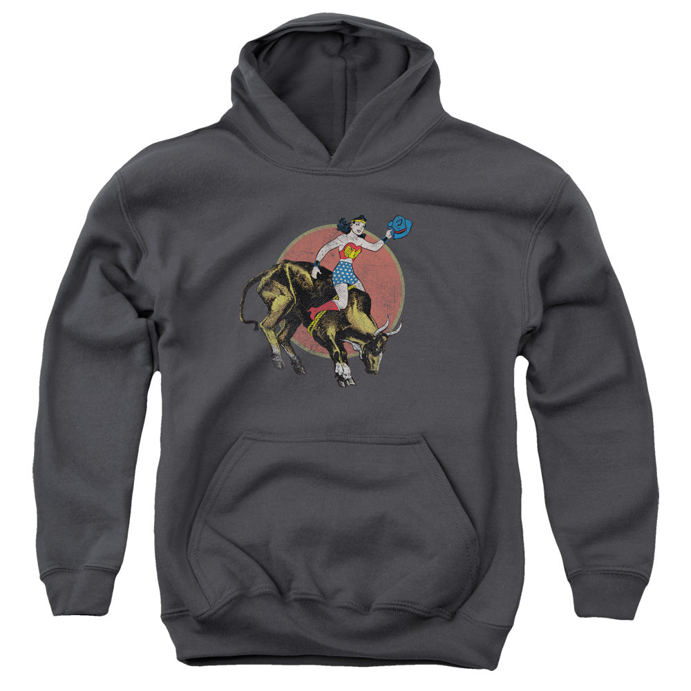Justice League Bull Rider Kids Youth Hoodie Charcoal Officially Licensed
