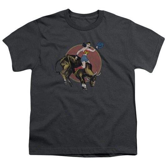 Justice League Bull Rider Kids Youth T Shirt Charcoal Officially Licensed